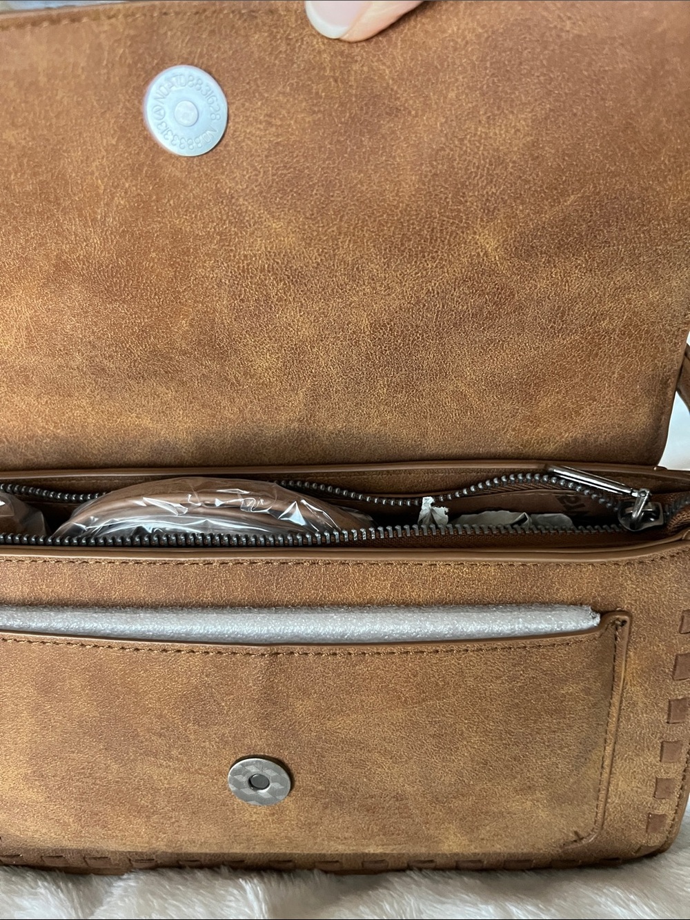 Wrangler - Brown Cow Print Shoulder Bag - Brown, White, Black - Picture 7 of 13